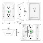 Multi Plug Wall Outlet Night Light, POWRUI 6 Outlet Extender & 3 USB Ports