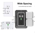Surge Protector, QINLIANF 5 Outlet Extender with 4 USB Ports(2USB-C)