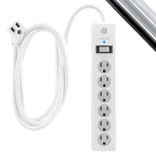 GE Surge Protector Power Strip, 6 Ft Extension Cord, 6 Outlet Extender