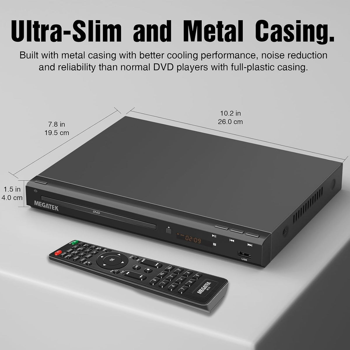 MEGATEK Region-Free DVD Player for TV with HDMI, USB & 1080p Upscaling