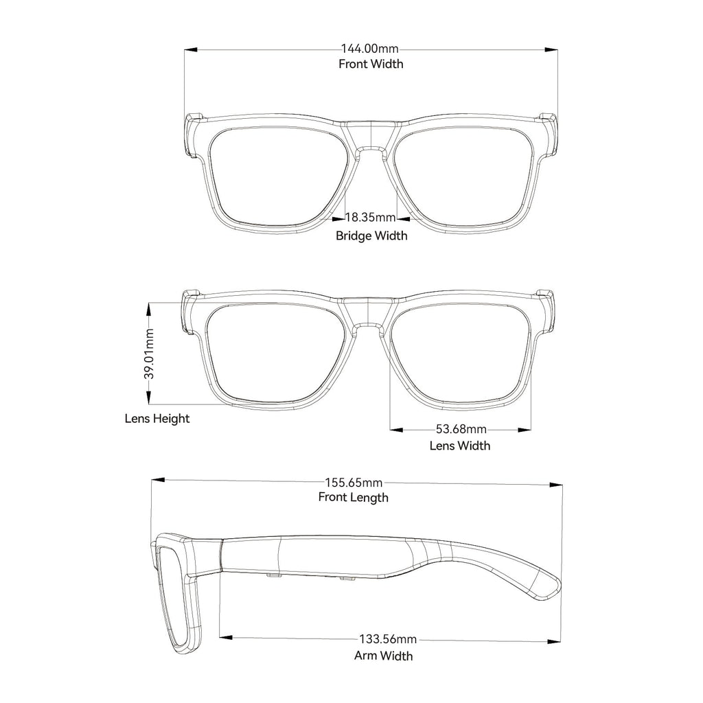 OhO Open Ear Smart Glasses, UV400 Z87.1 Lightweight Audio Bluetooth Glasses