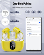 Wireless Earbuds, Bluetooth 5.4 Headphones Bass Stereo/Clear Calls, White