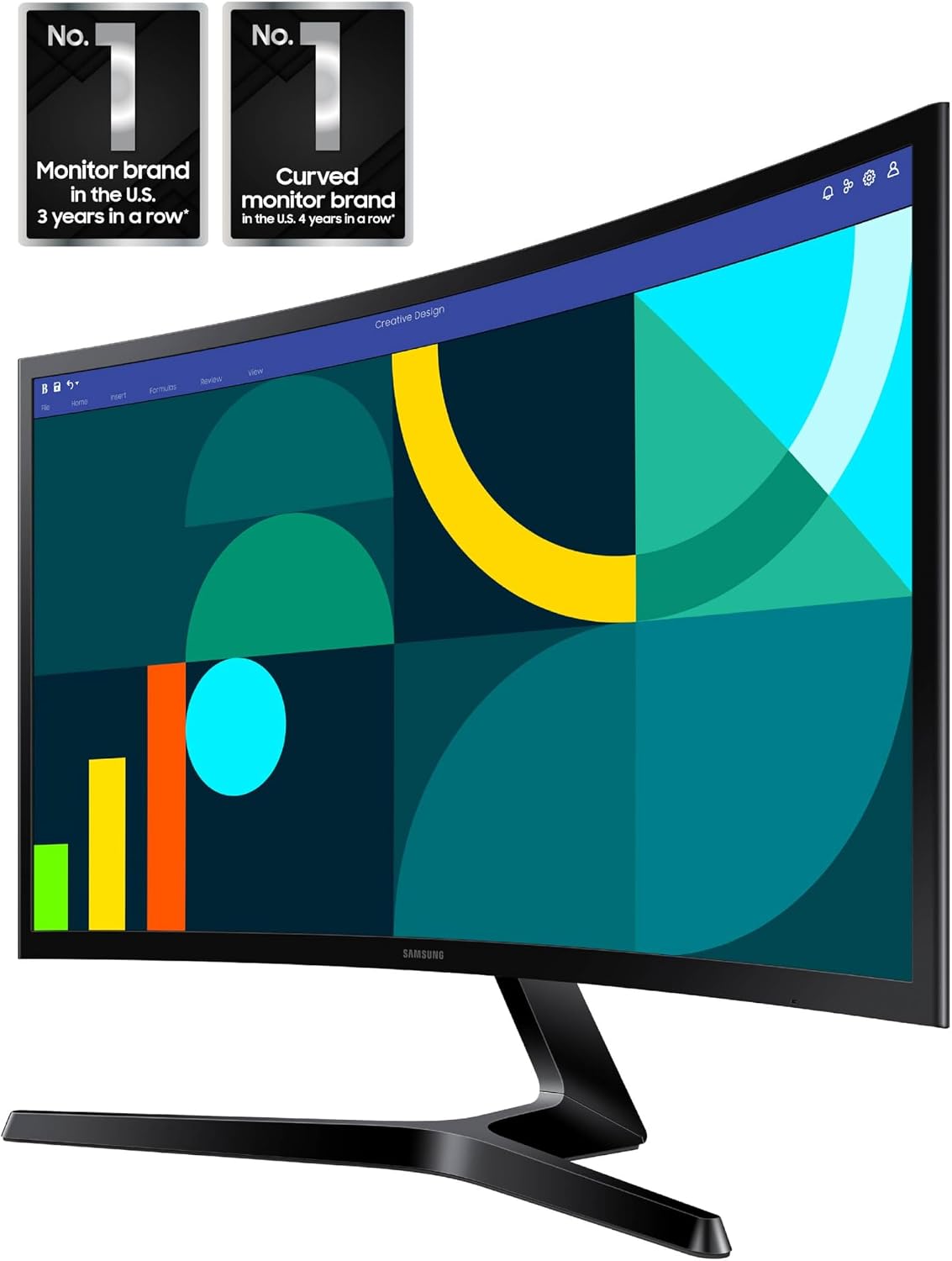 Samsung 24" Essential S3 (S36GD) Series FHD 1800R Curved Computer Monitor