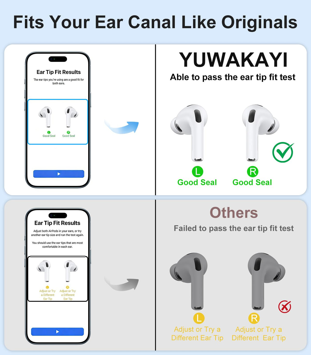 3 Pairs Replacement Ear Tips for AirPods Pro 2nd & 1st(Small, Black)