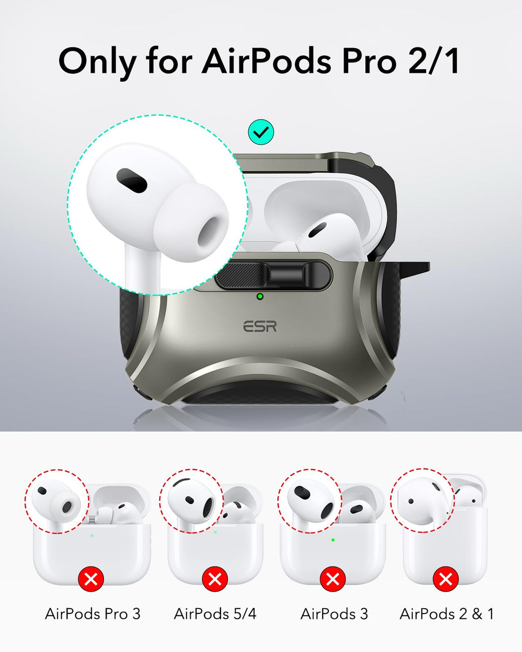 ESR for AirPods 5/4 Case, Compatible with MagSafe, Drop-Proof Lock, Black
