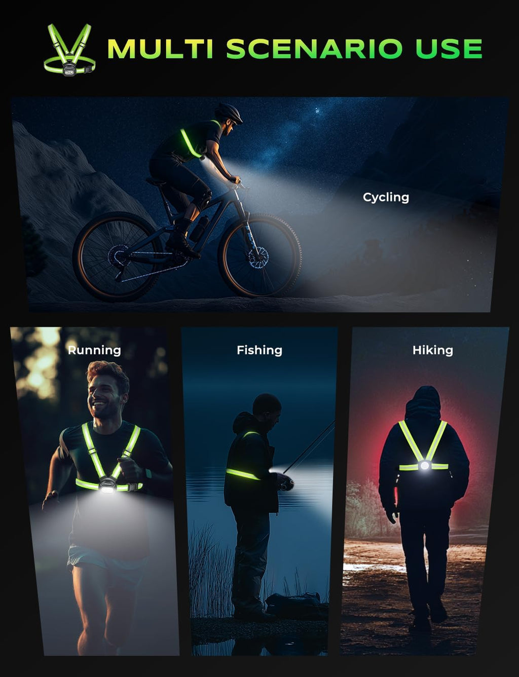 Running Lights for Runners, 500LM Chest Running Light with 7 Modes