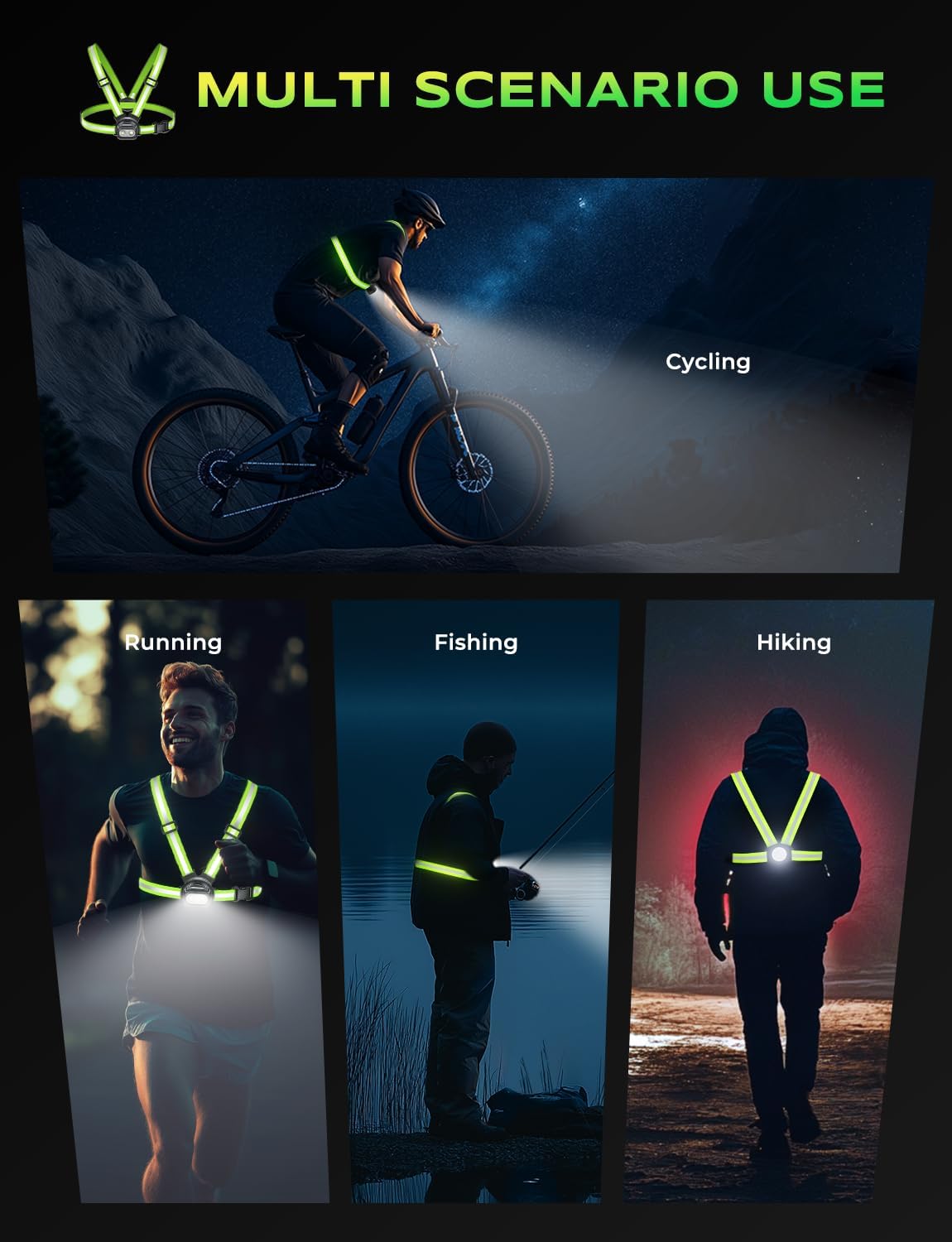 Running Lights for Runners, 500LM Chest Running Light with 7 Modes