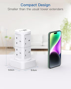 Tower Extension Lead with USB Slots, 8 Way Multi Plug Extension Tower &4USB