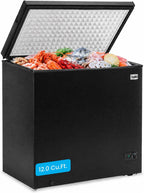 TABU 12.0 Cubic Feet Chest Freezer, Large Freestanding Deep Freezer, Black