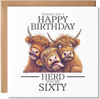 Maise & Rose Funny 60th Birthday Card For Men or Women Highland Cow P270