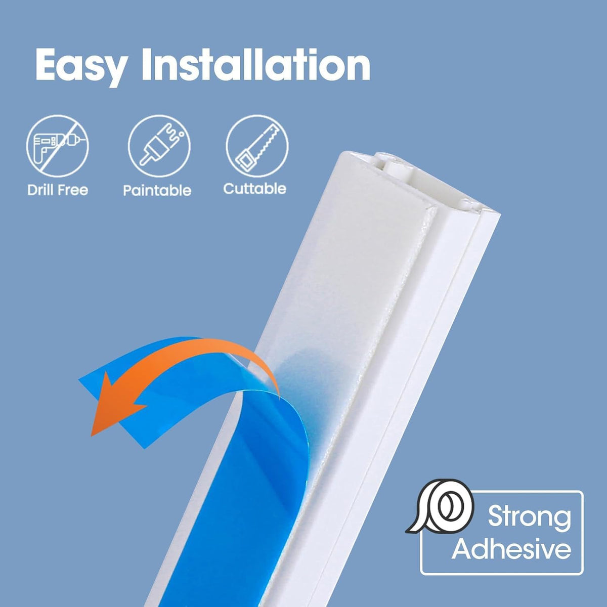 1260in Cord Hider Kit, Cord Covers for Wires on Wall, Paintable Cable Raceway, Cord Hider for Wall Mount tv, tv Cable Hider Wall kit, Wire Covers for Cords, 80X L15.75 X W0.96in X H0.57in, White