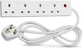 STATUS 4 Way Socket Extension Lead, 4m Cable with Neon Power Indicator, 13A Multi-Plug Strip for Home or Office, Wall Mountable, White (S4W4MS6)