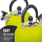 2.5L Stainless Steel Whistling Kettle - Suitable for Fishing, Camping, Hiking, Indoor & Outdoor | Camping Kettle for Gas Stove, Electric Stove, Camp Fire | Lightweight, Fast Boil, Phenolic Handle