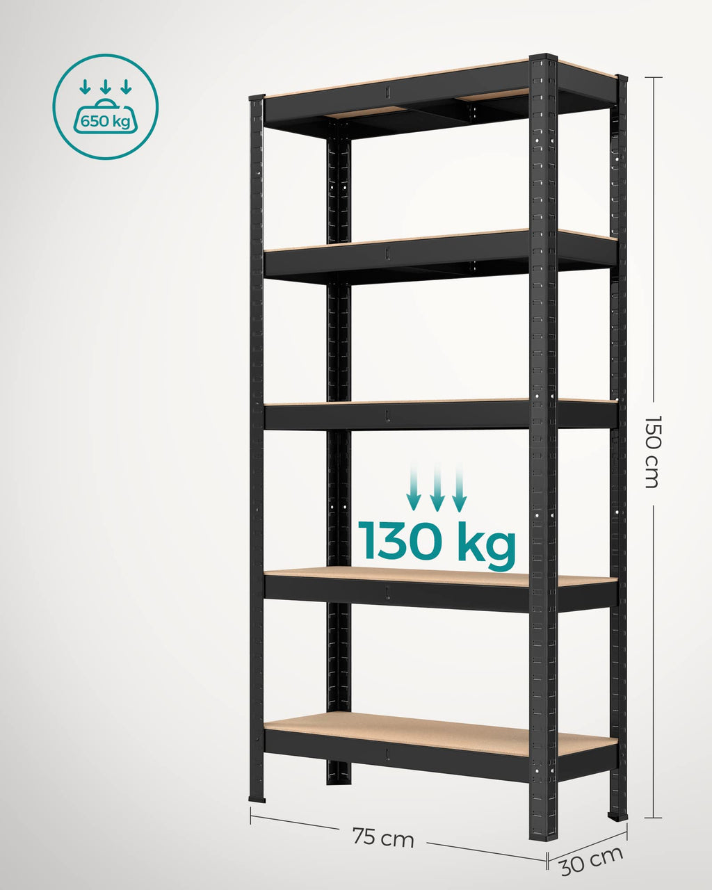 SONGMICS 5-Tier Heavy-Duty Shelving Units, Set of 2, Boltless Assembly
