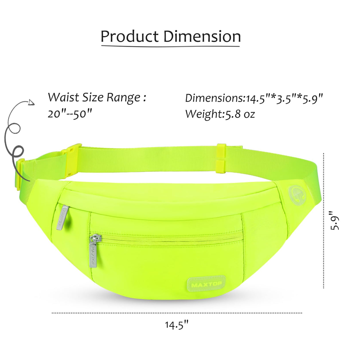 MAXTOP Large Bumbag Waist Fanny Pack Running Belt for Men Women Unisex Bum Bag with Headphone Jack and 4-Zipper Pockets Adjustable Belt for Travel Running Jogging Workout Hiking Gifts All Black
