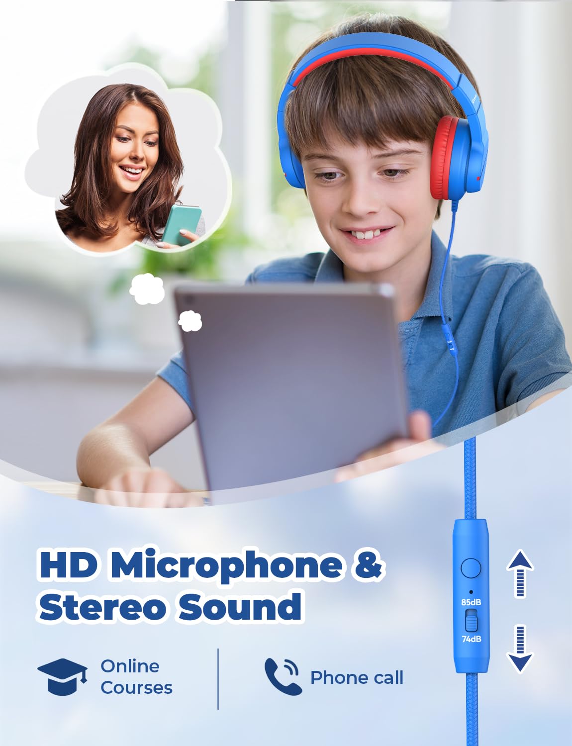 iClever HS19 Kids Headphones with Cord, Toddler Headphones for Boys Girls