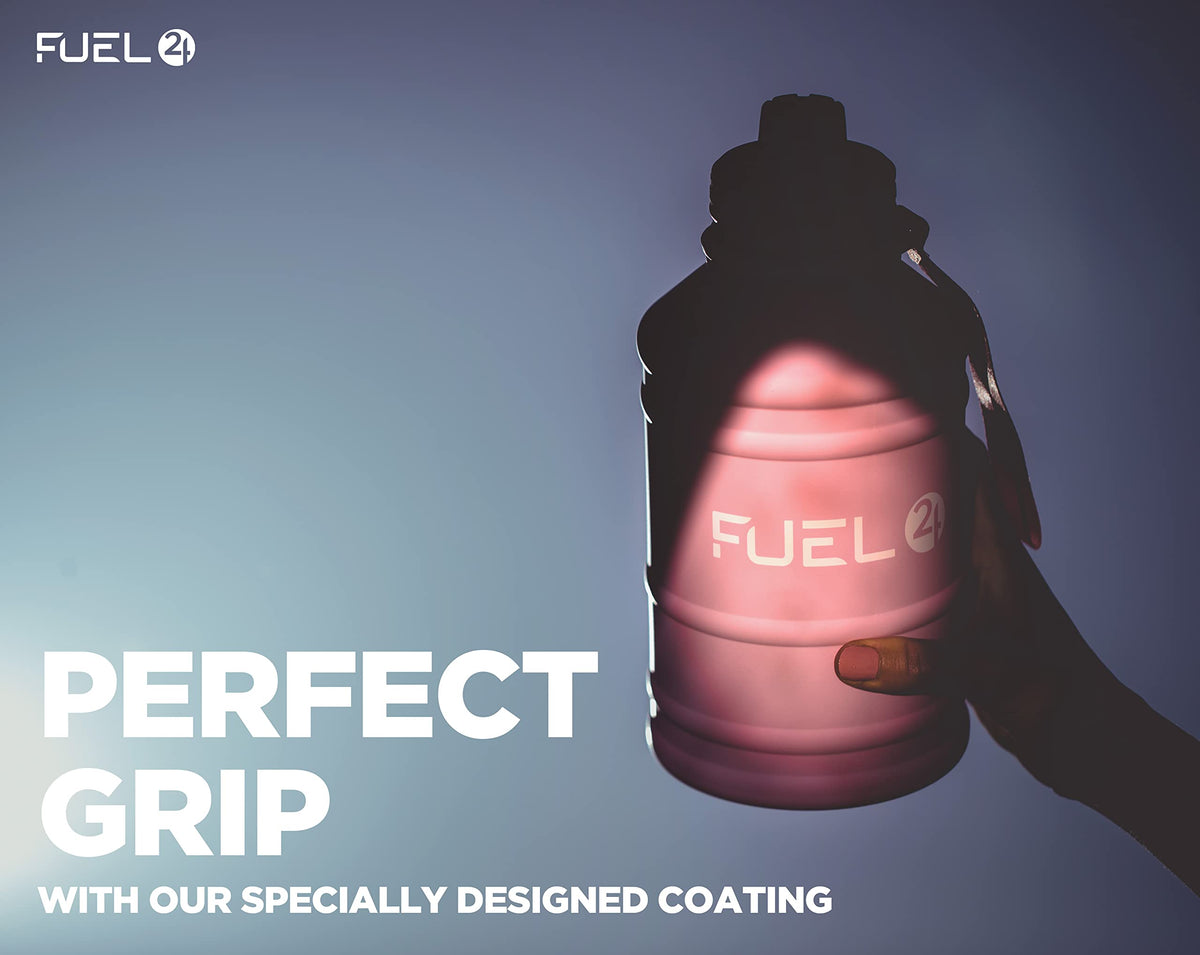 Fuel24 Stainless Steel Jug - 1.3 or 2.2 Litre Water Bottle - Extra Strong, BPA Free, Leak Proof - Large Gym Sports Bottle, 1.3L, 2.2L, Metal Bottle - Colour Options