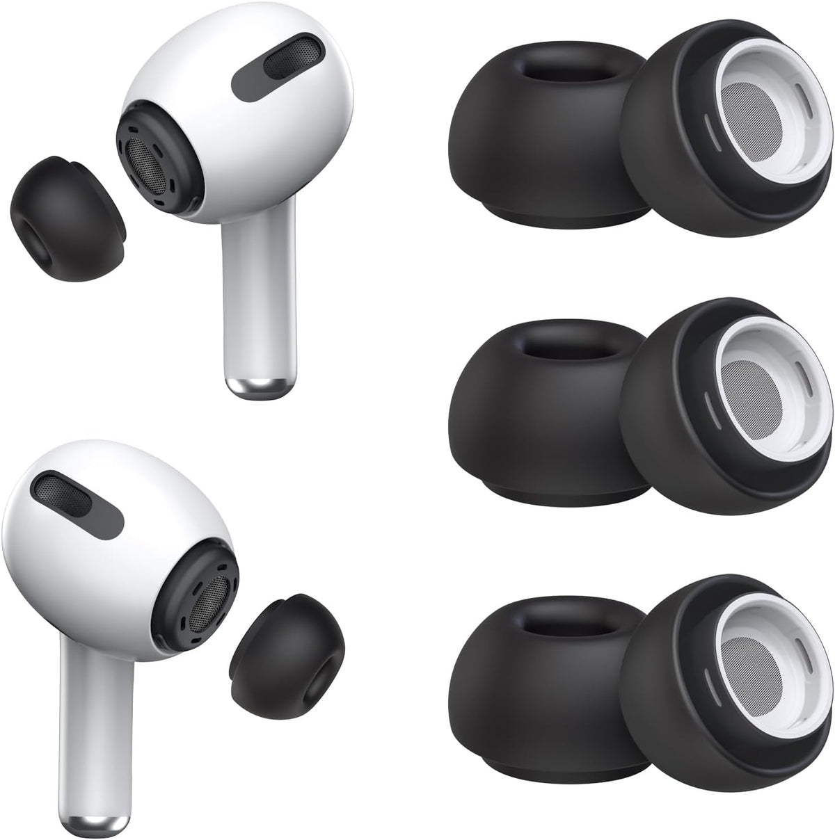3 Pairs Replacement Ear Tips for AirPods Pro 2nd & 1st(Small, Black)
