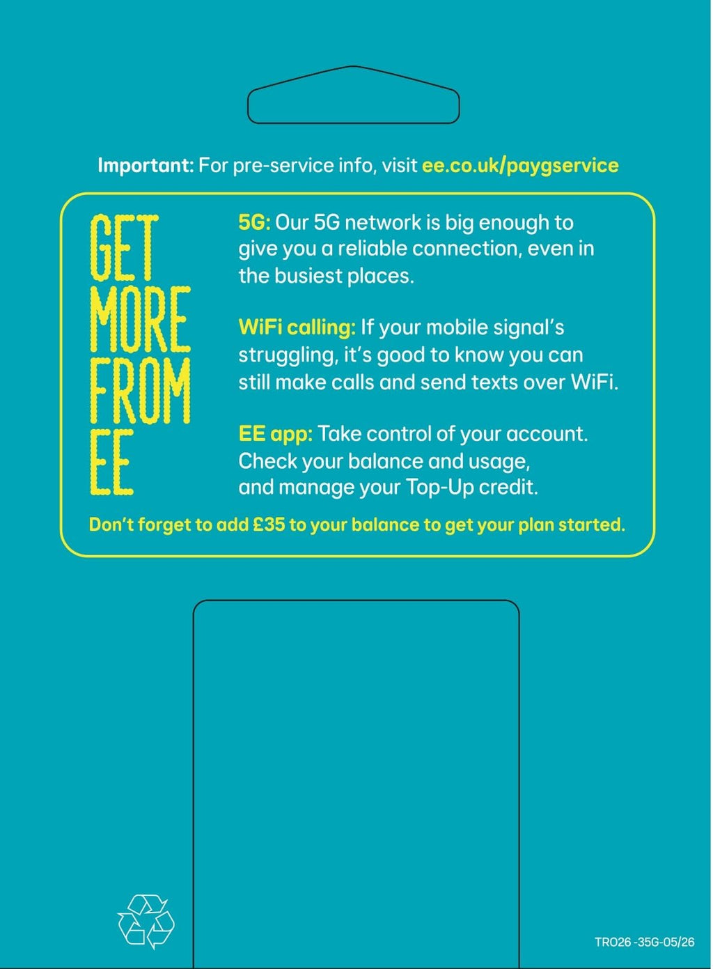 EE PAYG £10 Data Sim Includes £10 pre-paid credit, 20GB Data, 500 Minutes and Unlimited Texts (EE £10-20GB)