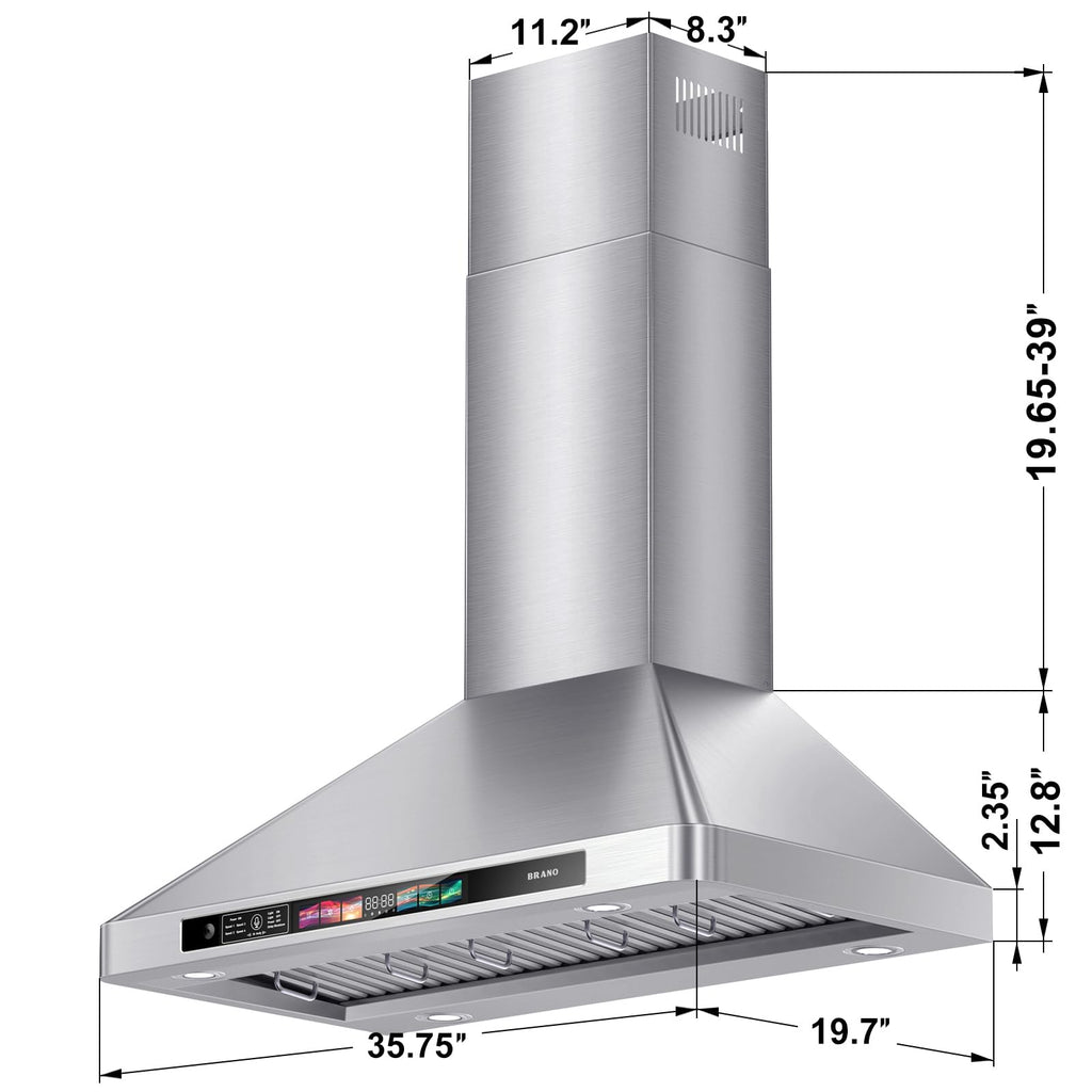 Range Hood 30 Inch, 900 CFM Wall Mount Range Hood with Voice, Gesture & Touch Control, Stainless Steel Kitchen Vent Hood with 4-Speed Fan, Adjustable LED Lights, Ducted/Ductless Convertible