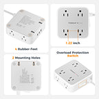 TESSAN Surge Protector Power Strip with 900J Surge Protection, 5 Ft, Grey