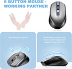 cimetech Wireless Mouse for Laptop, Portable Slim Silent Design for Left & Right Hand Users, Storable Nano Receiver, 800-1600 DPI, 2.4G Compact Computer Mice for MacBook, PC, Windows, Chromebook