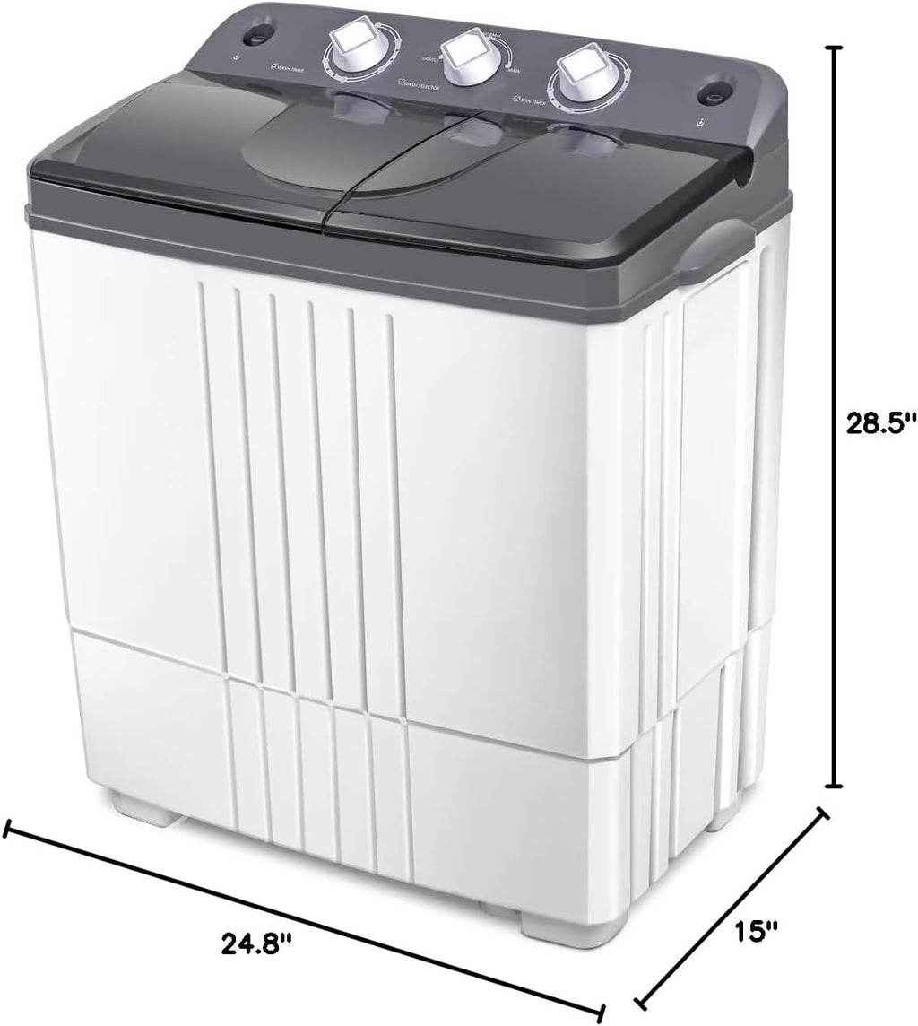 Giantex Portable Washing Machine, 20lbs Capacity, 12lbs Washer and 8lbs Spinner, Compact for Apartment RV, Gray & White, GX20313-PE