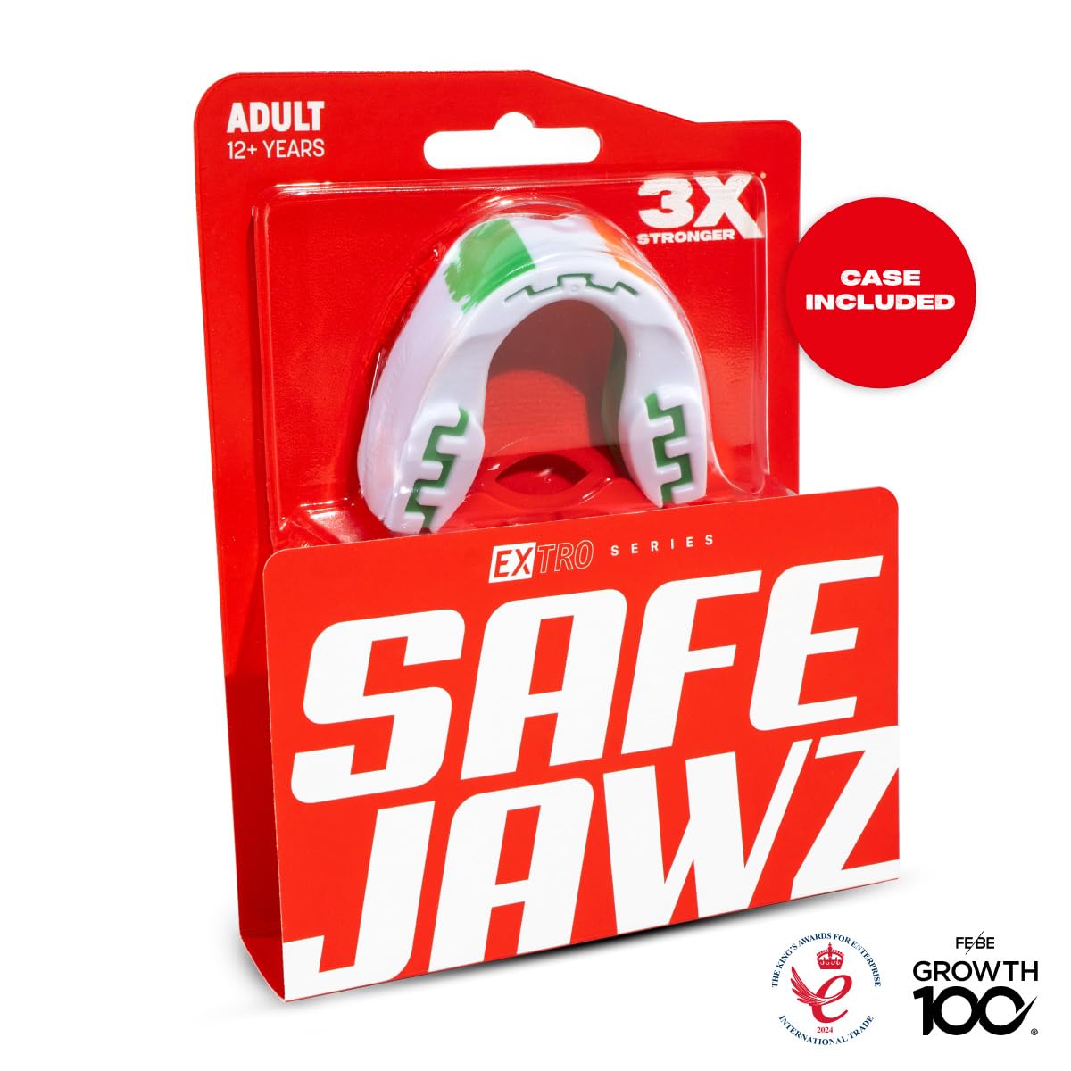 SAFEJAWZ Mouth Guard, Adult & Junior Dual Layer Gum Shield with Case