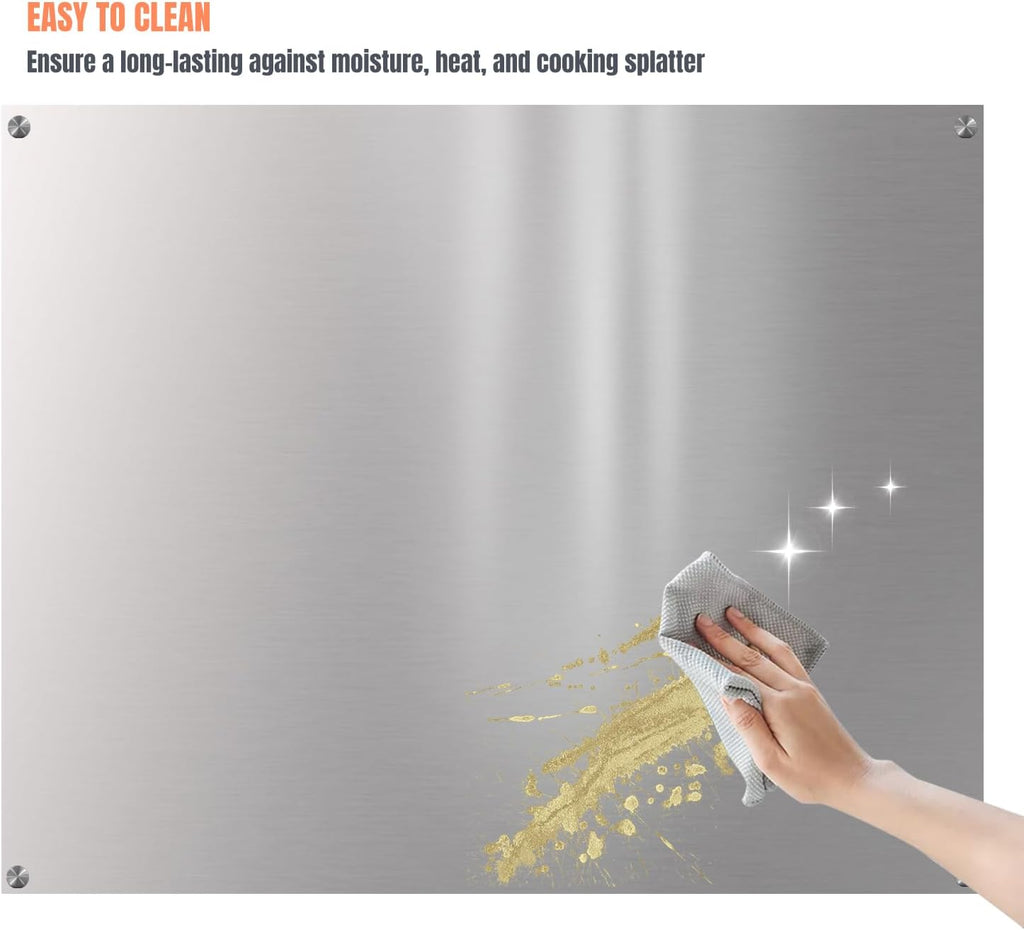 2-Pack 24" By 30" Stainless Steel Stove Backsplash, Reversible Ultra Flat Splatter Guard Range Hood Backsplash, Easy Clean Wall Shield Metal Panel