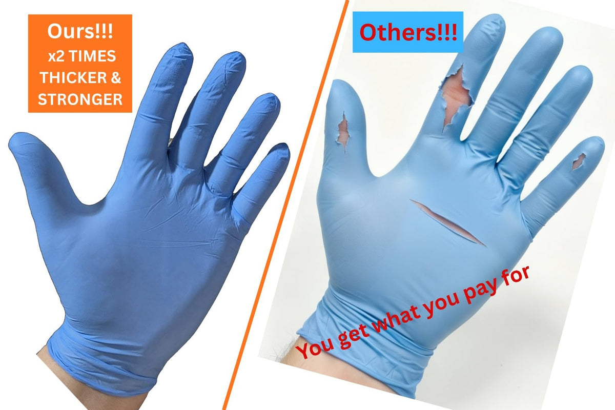 200 Disposable Nitrile Gloves Medium Blue – Medical Examination Powder-Free Latex-Free Strong Durable Tear-Resistant for Healthcare, Dental, Food, Cleaning, Automotive & Industrial Use (Medium)