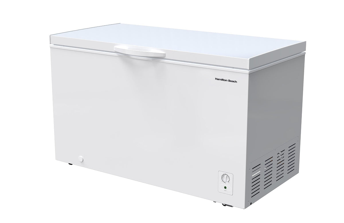 Hamilton Beach 17 cu ft Chest Deep Freezer - White, GARAGE READY Food for Large Family, Storage Basket, Space-Saving Flat Back, Stay-Open Lid, Front-Access Drain, for Basement, Laundry Room, Cottage