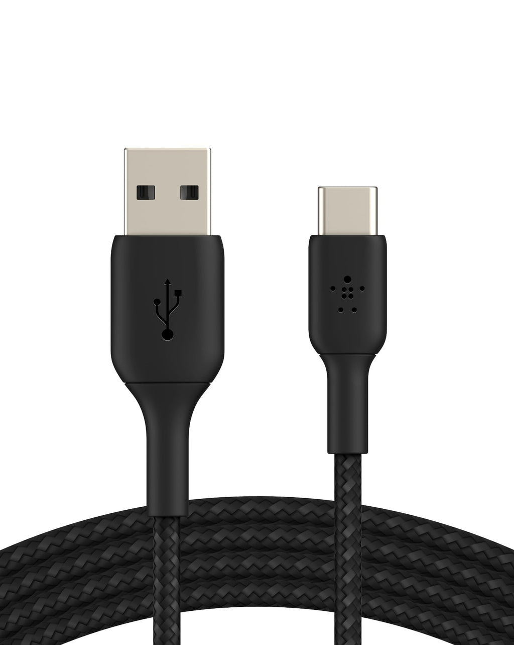 Belkin BoostCharge Braided USB C charger cable, USB-C to USB-A cable, USB type C charging cable for iPhone 16, 15, Samsung Galaxy S24, S23, Pixel, iPad, MacBook, Nintendo Switch and more - 2m, White