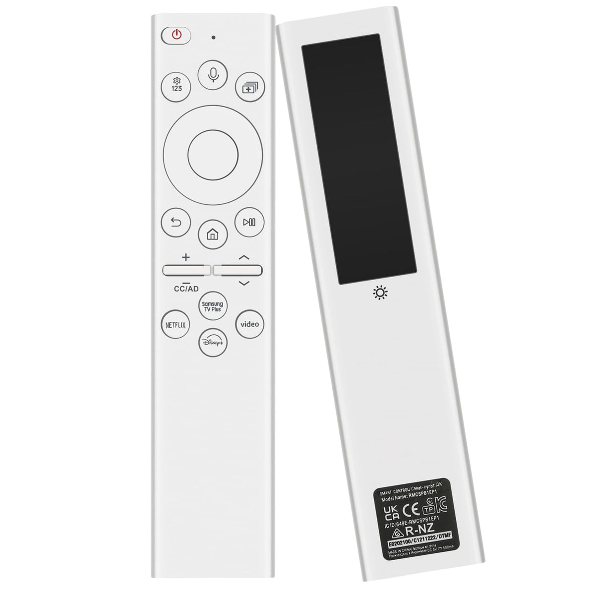 Rechargeable TV Remote for Samsung Smart TVs, Replacement for All 2019-2026 Samsung TV Remote Control with Voice Control. USB-C Fast Charging. Solar Charging. 2-Year Warranty.