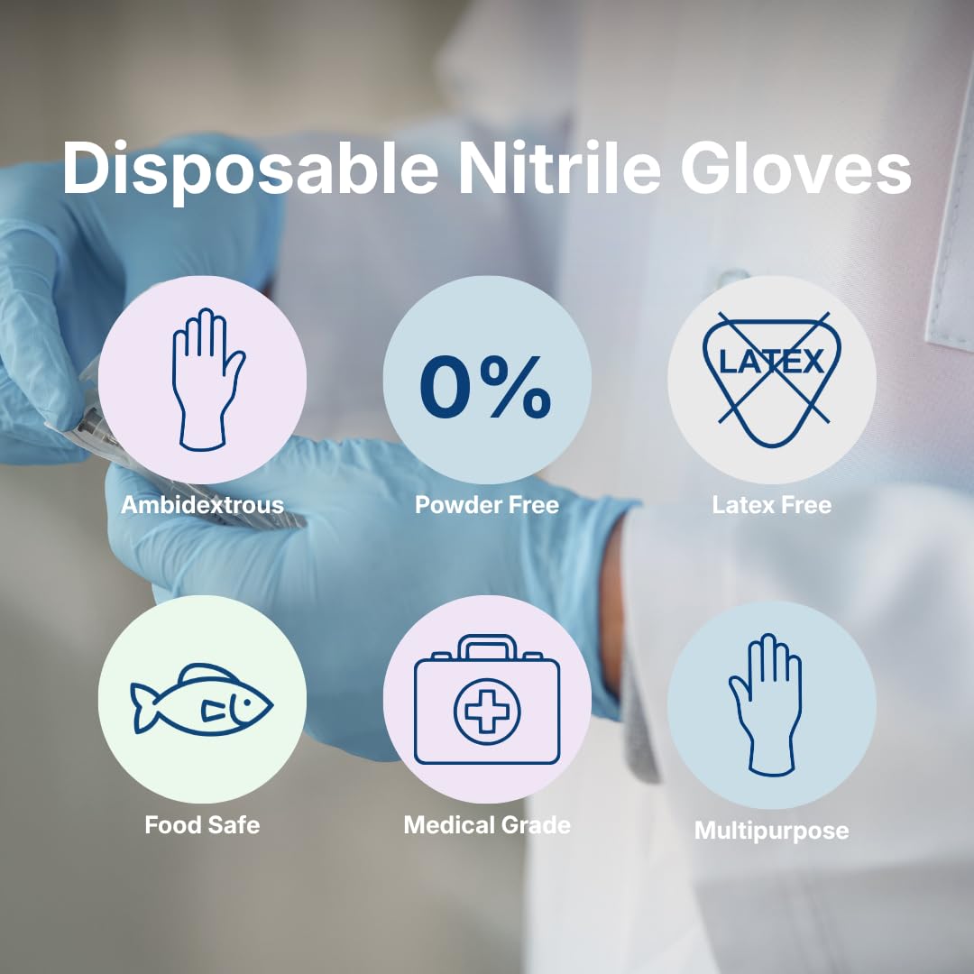 ABENA Pink Disposable Nitrile Gloves, Medium, Pack of 100