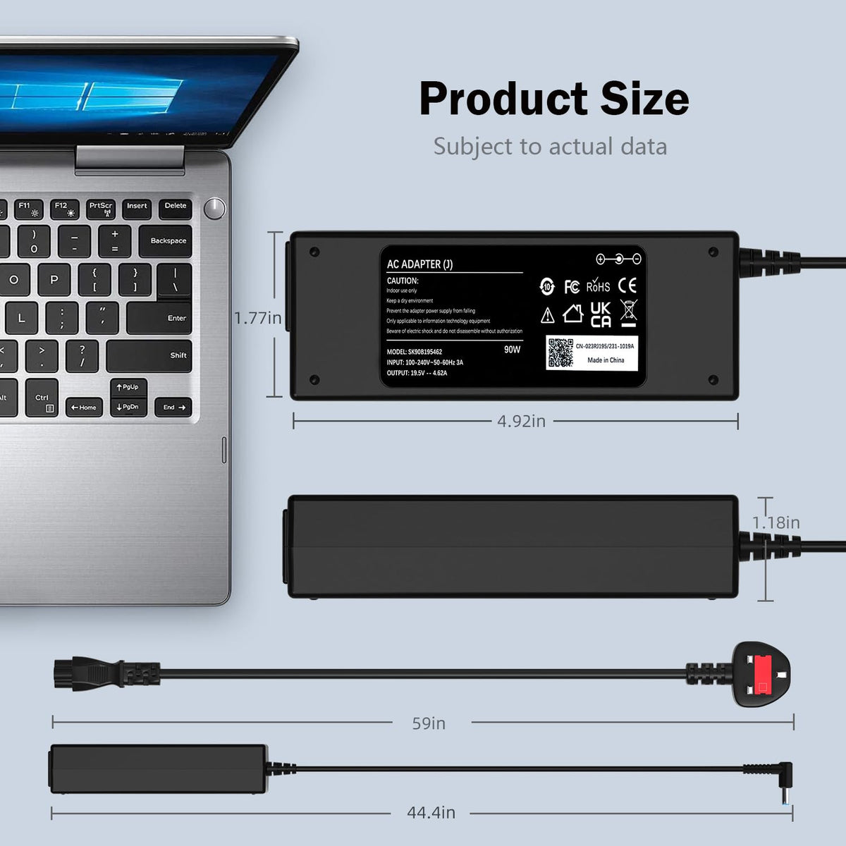 65W USB C Laptop Charger Compatible with HP Spectre Elitebook Chromebook