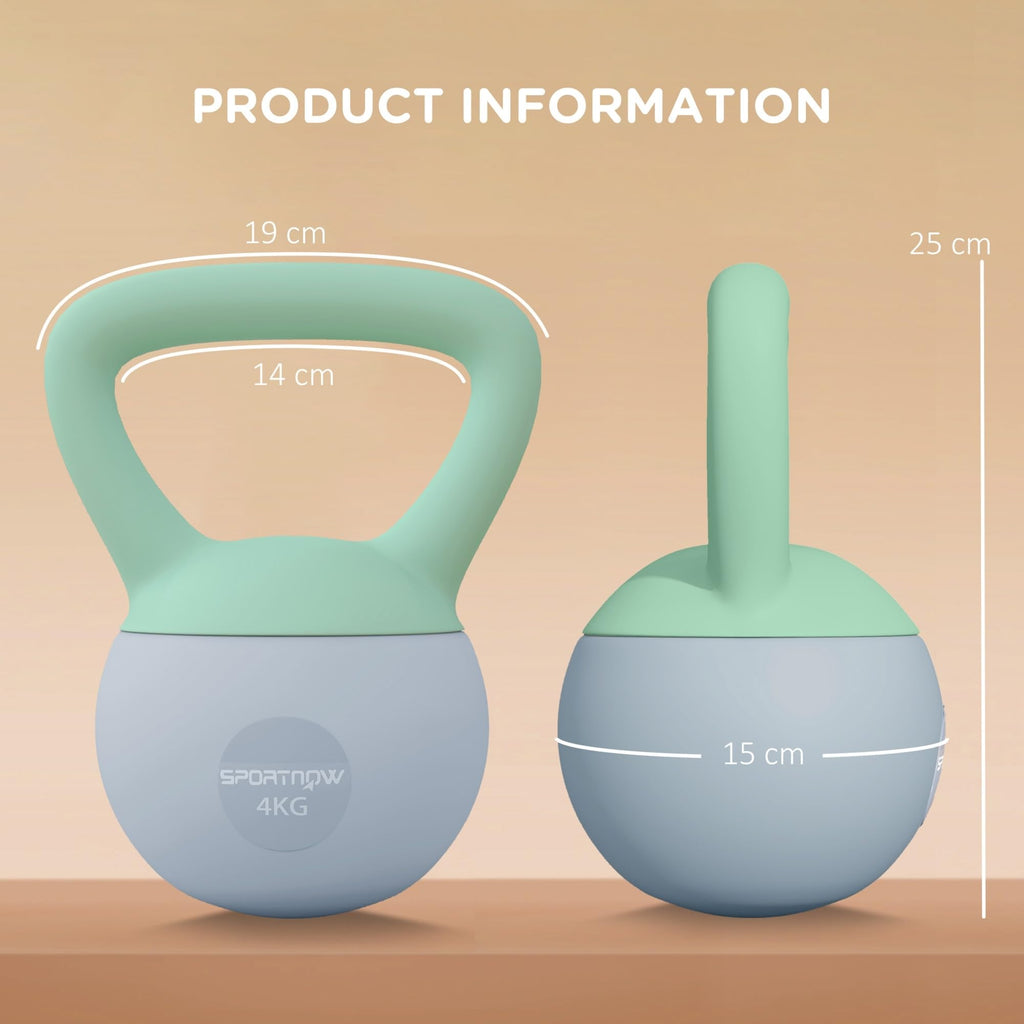 SPORTNOW 4/6/8/10/12kg Soft Kettlebell with Non Slip Handle Grey