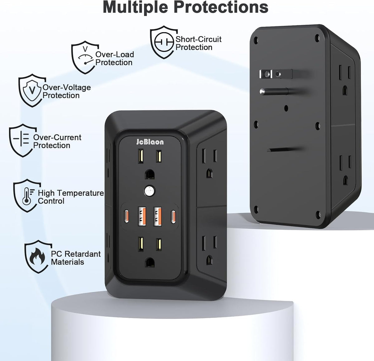 3 Pack Surge Protector Outlet Extender, 6 Outlet Splitter with 4 USB Ports (2 USB C), Multi Plug Wall Outlet 1050J Power Strip, USB Wall Charger for Home Office Kitchen Travel-ETL