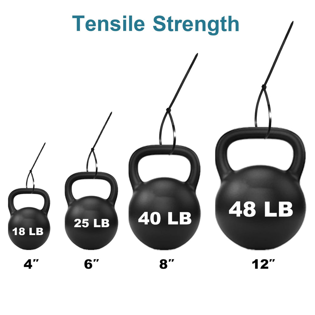 Black Zip Ties Assorted 12+8+6+4 inch, 200 Pack, Cable Ties, UV Resistant Wire Ties for Outdoor Use,Tie Straps, LOCKLOCK