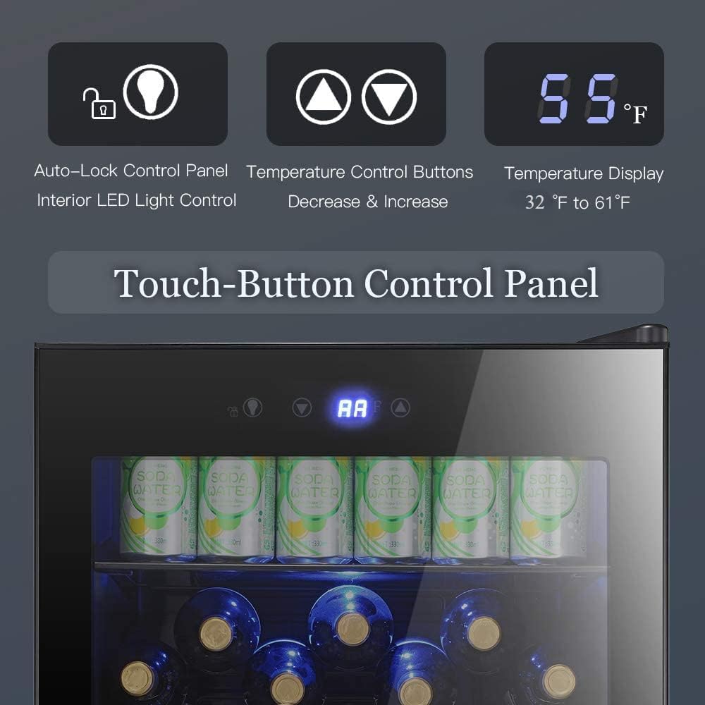 Antarctic Star 12 Bottle 48 Can Beverage Refrigerator Cooler - Mini Fridge Glass Door for Beer Soda Drinks or Wine,Freestanding Beverage Fridge for Home and Bar with Adjustable Shelving, 1.3 Cu. Ft.
