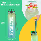 Sahara Sailor Water Bottle 1L, Leakproof Tritan Bottle with Time Marker