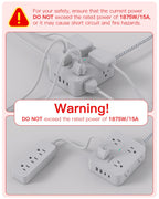 HANYCONY Surge Protector Power Strip, 10 Ft Braided Extension Cord, 1080J