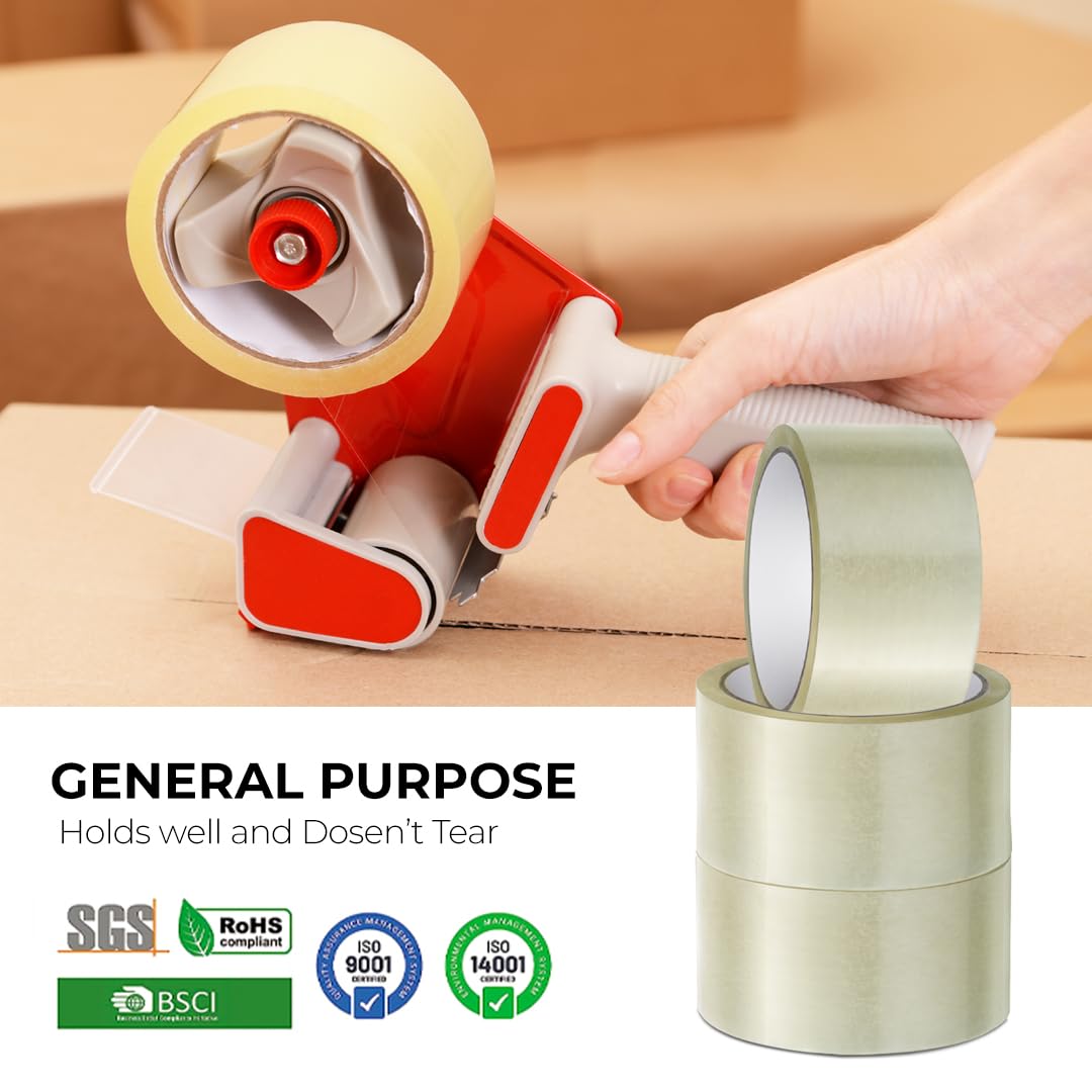 3 Rolls Clear Parcel Tape, 48mm X 66m, Strong Heavy Duty & Low Noise Packing Tape for Packing Boxes, Moving Boxes, and Secure Packaging