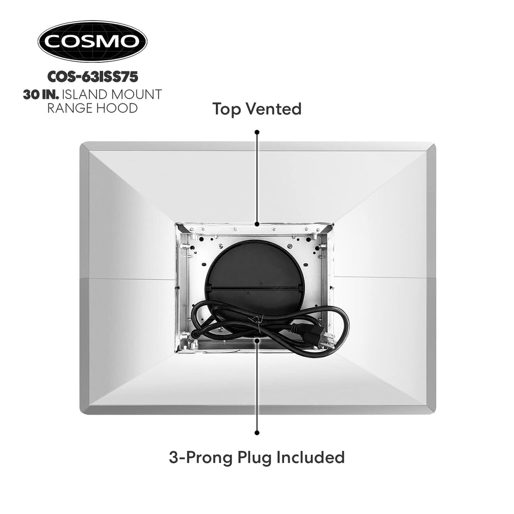 30 in. Lumin Coll 380 CFM Ducted Island Range Hood, LED, Stainless Steel
