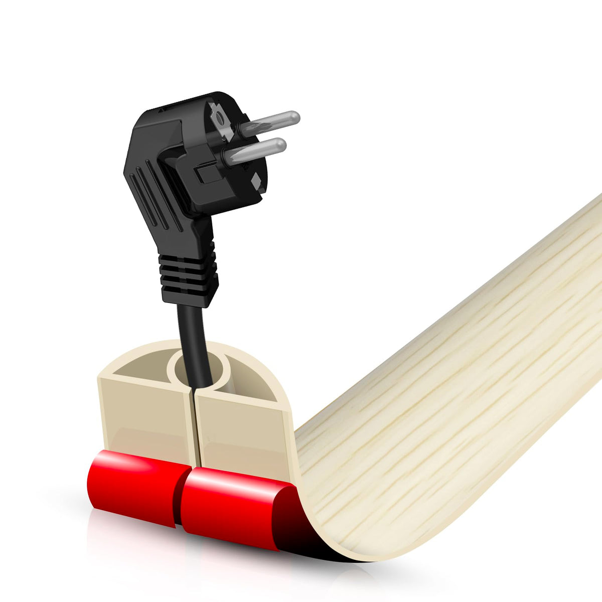 Floor Cord Cover Self Adhesive Cord Hider,3.3FT Cable Management, Extension Strip Protector for Wires, Prevent Cable Trips for Offices, Gyms, Exhibitions Cavity:0.3"(W) x 0.28"(H) Brown Wood