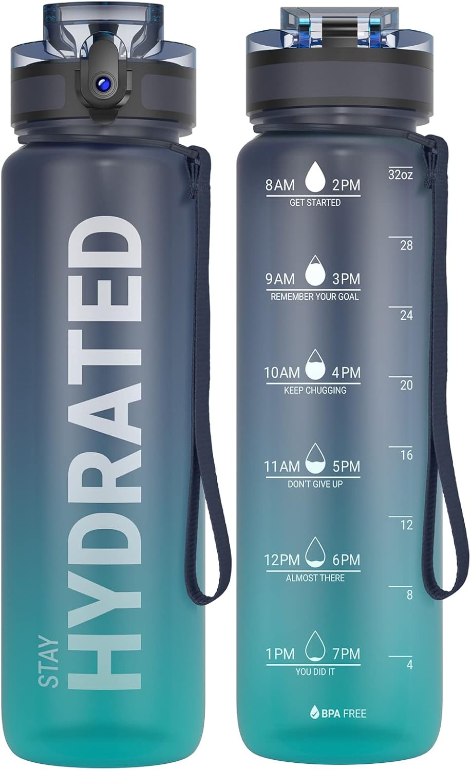 Sahara Sailor Water Bottle 1L, Leakproof Tritan Bottle with Time Marker