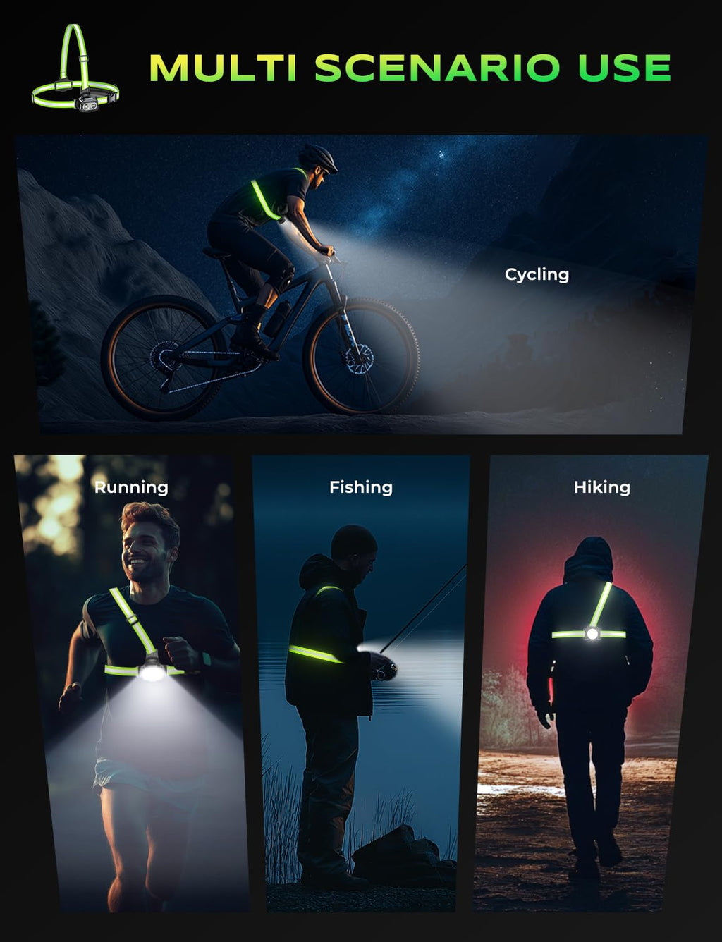 Running Lights for Runners, 500LM Chest Running Light with 7 Modes