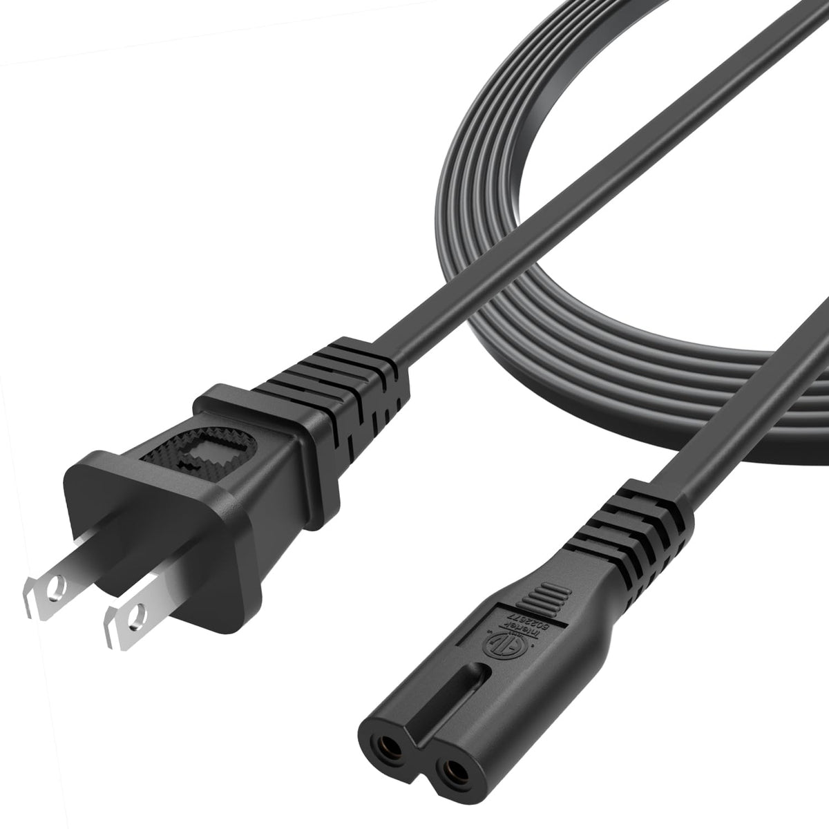 Superer 8 ft TV Power Cord Cable Fit for Samsung LG TCL Sony Apple Insignia Sharp Toshiba JVC Hisense Roku 4k 8k Smart LED LCD HD, Universal IEC C7 Figure 8 2 Prong Replacement AC Cables, ETL Listed