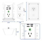 Multi Plug Wall Outlet Night Light, POWRUI 6 Outlet Extender & 3 USB Ports
