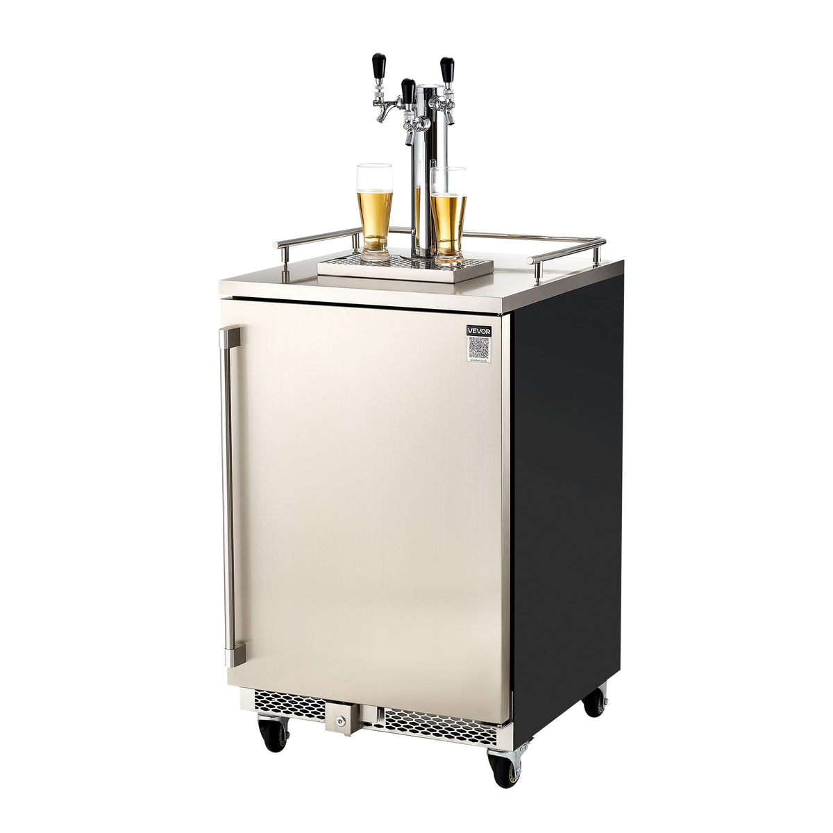 VEVOR Beer Kegerator, Single Tap Commercial Draft Beer Dispenser for D system, Full Size Keg Refrigerator with 5lbs CO2 Tank, Hold 2 Sixth / 2 Ball lock keg, Black