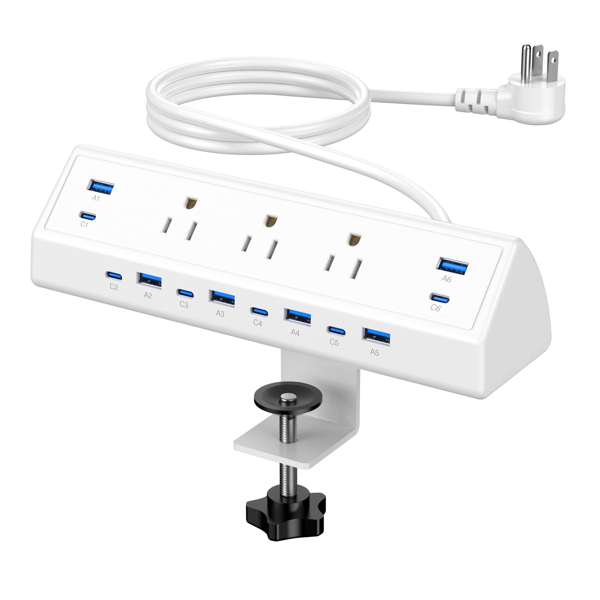 Jgstkcity Desk Clamp Power Strip USB C,40W Total Fast Charging Station,4 PD 20W USB C Ports,Desk Edge Mount Surge Protector,5 Outlets,Fit 1.96" Tabletop Edge,ETL Listed